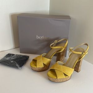 Botkier Women’s Yellow Plateau Suede Slingback Block-Heel Sandals NIB